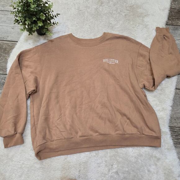 Hollister Sweaters - Hollister Tan Easy Logo Crew Sweatshirt, Size X-Large